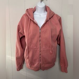 Brandy Melville Women’s Dusty Pink Cotton Blend Full Zip Fleece Hoodie One Size